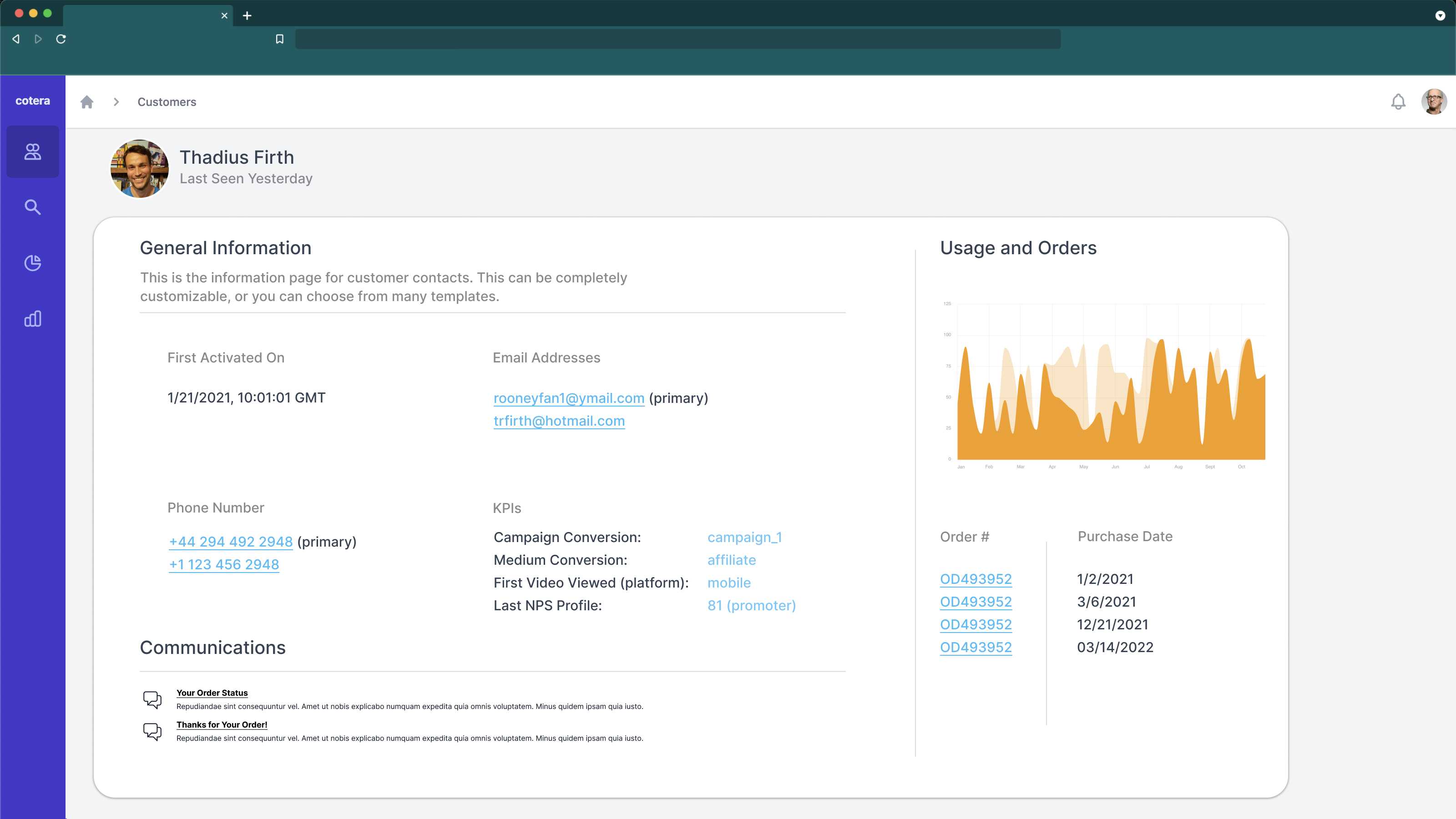 Customer Data Center feature